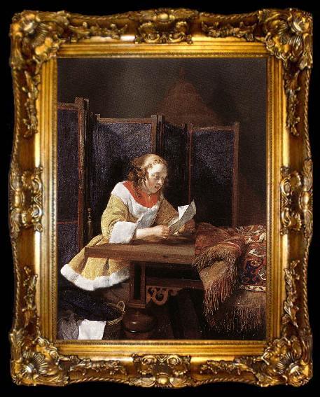 framed  TERBORCH, Gerard A Lady Reading a Letter eart, ta009-2